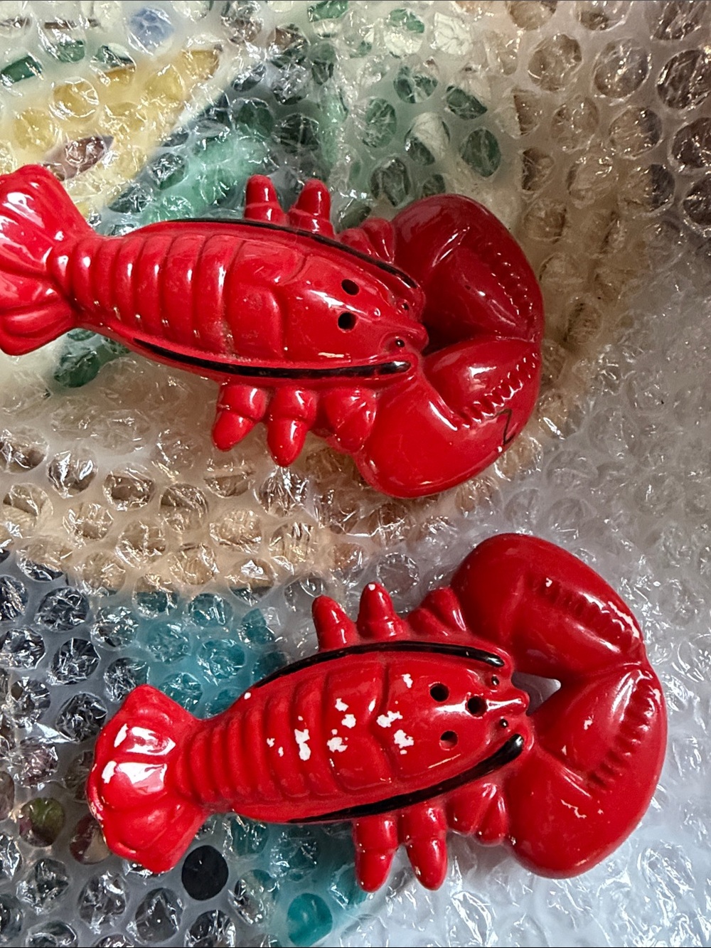 Vintage Red Lobster Salt and Pepper Shakers - Ceramic Lobster Set